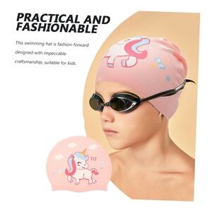 Unicorn Swim Cap Silicone Swimming Cap for Toddler, Children, Youth Bathing Cap